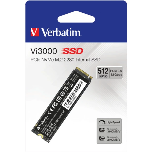 VERBATIM SSD Vi3000 Internal PCIe NVMe M.2 SSD 512GB - SSD - Obrázok 0563000O01
