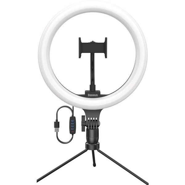 E-shop Baseus Tripod stojan s kruhovým svetlom pre natáčanie čierny