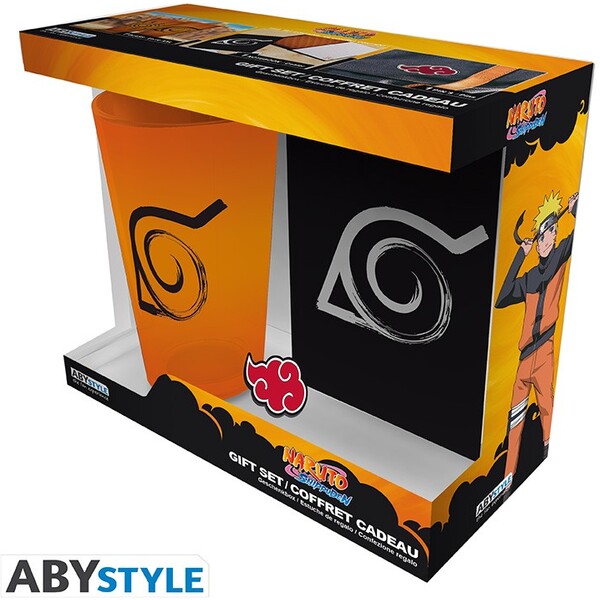 E-shop Darčekový set Naruto Shippuden - Poháre, odznak a zápisník