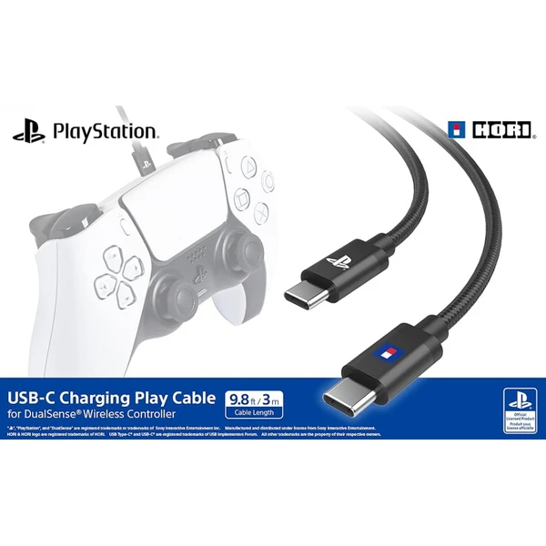 Hori nabíjací kábel USB-C pre DualSense 3m čierny - Káble - Obrázok 0a5ad48d561b43fb95115ffa868252f1