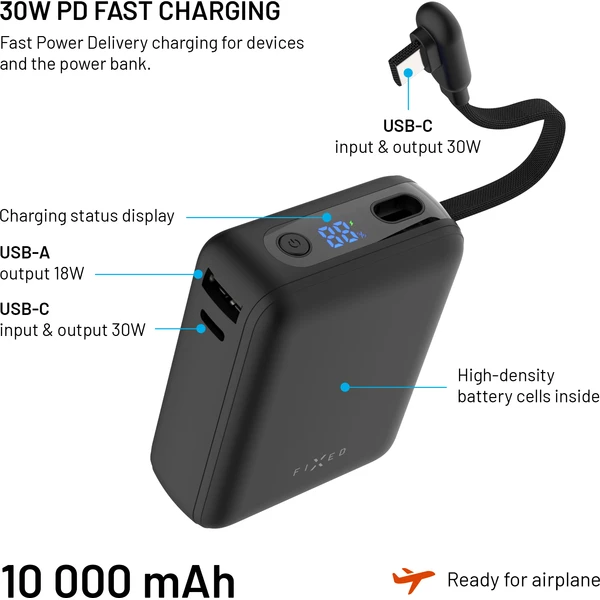 FIXED Zen 10 Loop powerbanka s LCD displejem, 30W, 10 000 mAh černá - Powerbanky - Obrázok 0e43c3f6ccc3488a9b7b3ef2f4f0d54c