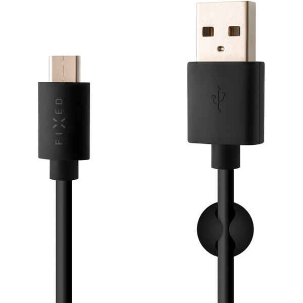 E-shop FIXED dátový a nabíjací kábel USB-C, USB 2.0, 2 metre, 3A, čierny