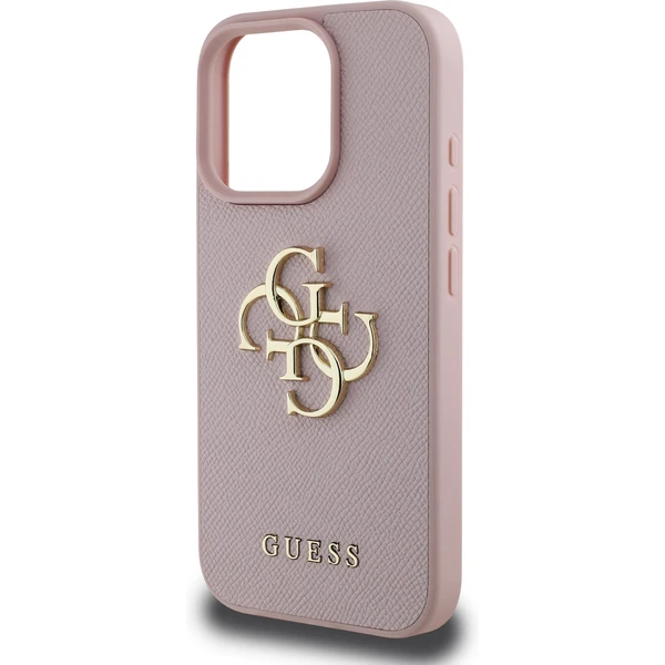 Guess PU Grained 4G Metal Logo kryt iPhone 16 Pre Max ružový - Puzdra - Obrázok 158ad31b46564cb390bda56ee1c28196