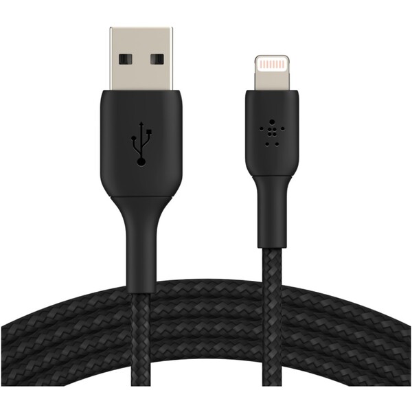 E-shop Belkin BOOST Charge Braided Lightning/USB-A odolný kábel, 2m, čierny
