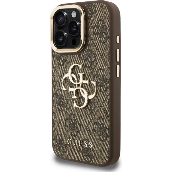 Guess PU 4G Metal Logo Stand Camera Frame kryt iPhone 16 Pre hnedý - Puzdra - Obrázok 2076d16bcaab48c29f58efe88bebb6e1
