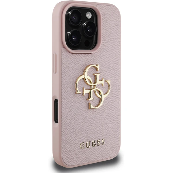 Guess PU Grained 4G Metal Logo kryt iPhone 16 Pre Max ružový - Puzdra - Obrázok 372c408b70cd47c596d5db144464ec99