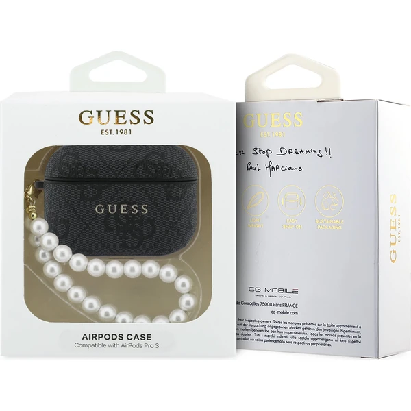 Guess PU 4G Classic Logo Pearl Strap puzdro AirPods Pro 3 čierne - Puzdra - Obrázok 392e764949ec4840b676607214cccc32
