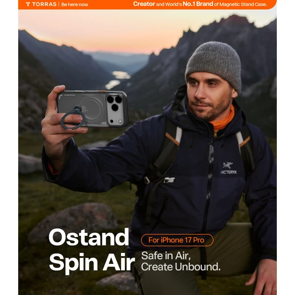 Torras Ostand Q3 Air MagSafe kryt iPhone 17 Pro Max shadow black - Puzdra - Obrázok 411f53c468d641e5b8077c520ba566ae