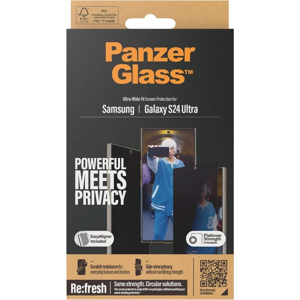 PanzerGlass Privacy Samsung Galaxy S24 Ultra s inštalačným rámčekom - Ochranné fólie a sklo - Obrázok 4Q51000P01