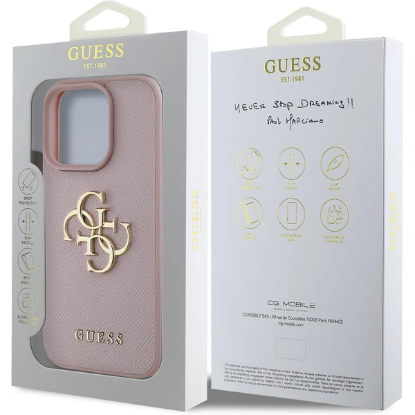 Guess PU Grained 4G Metal Logo kryt iPhone 16 Pre Max ružový - Puzdra - Obrázok 4ef9660e580744148f6b04908a40e2e9
