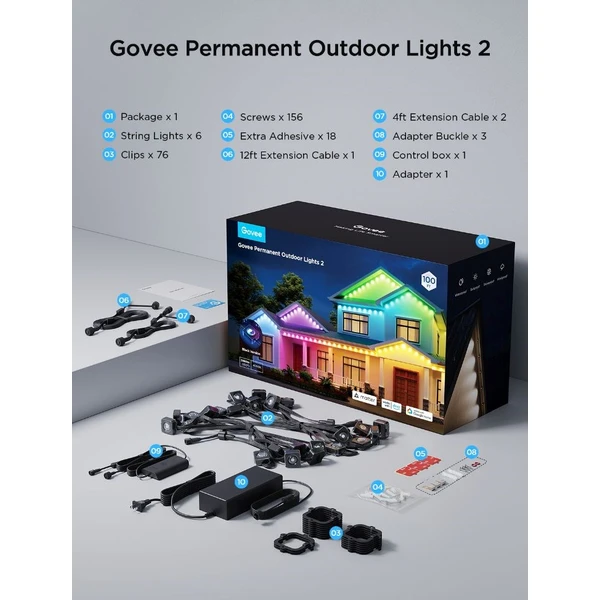 Govee RGBICW venkovní světla Matter 30m černý - Inteligentné osvetlenie - Obrázok 55d248e07dca41a4b01bd791106c218f