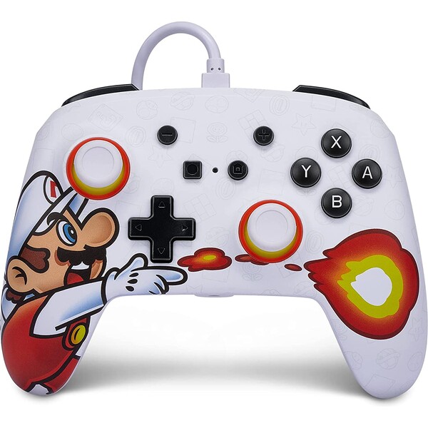 E-shop PowerA Enhanced drôtový herný ovládač - Fireball Mario (Switch)