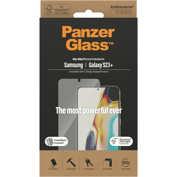PanzerGlass™ Ultra-Wide Fit Samsung Galaxy S23+/S22+ s funkčným odtlačkom prstov a inštalačným rámče - Ochranné fólie a sklo - Obrázok 5AS1G00101