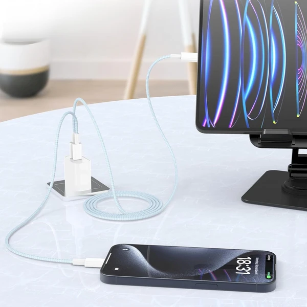 Cubenest zapletený USB-C/USB-C napájací kábel 60W 1m farebné 4ks - Káble a redukcie - Obrázok 5SD5000O01
