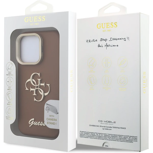 Guess PU Grained 4G Logo Stand Camera Frame kryt iPhone 15 Pro Max hnedý - Puzdra - Obrázok 612c4838e35b4e4fa6dcd65f2fd20478