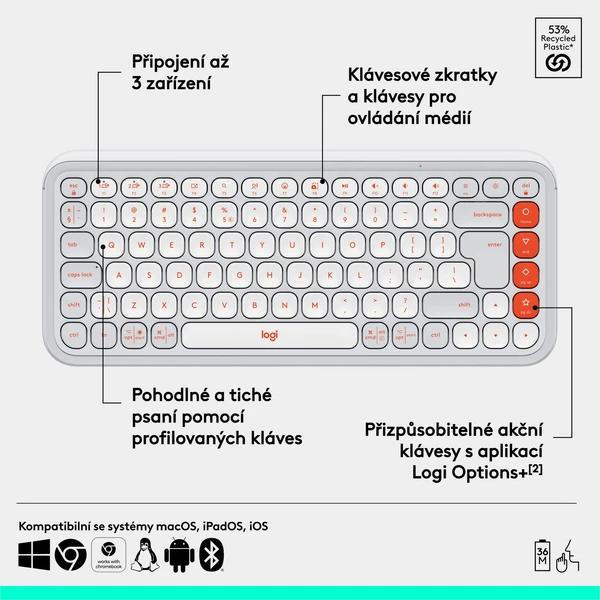 Logitech POP ICON KEYS (US) klávesnica biela - Klávesnice - Obrázok 6BU8000O01