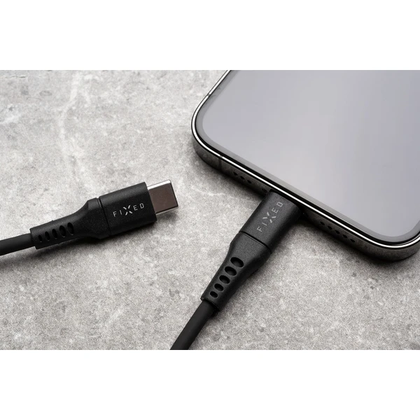 FIXED tekutý silikónový USB-C/Lightning napájací kábel 60W 1,2m čierny - Káble a redukcie - Obrázok 6HS1000601