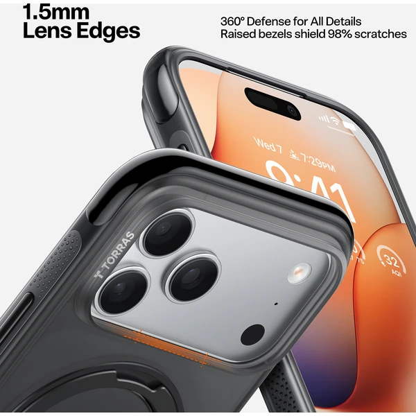 Torras Ostand O3 Air MagSafe kryt iPhone 17 Pro Max obsidian black - Puzdra - Obrázok 6d9efcf33a1045948568a897fe9fc46a