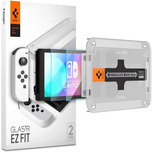 E-shop Spigen Glass tR EZ Fit tvrdené sklo pre Nintendo Switch OLED (2 Pack)