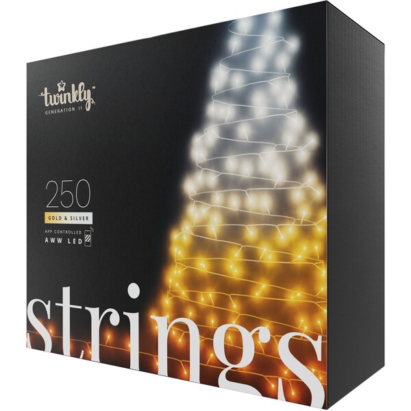 E-shop Twinkly Strings Gold Edition inteligentné žiarovky na stromček 250 ks 20m čierny kábel