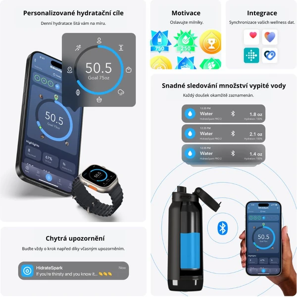 HidrateSpark PRO 2 múdra fľaša so slamkou, 950 ml čierna - Inteligentné fľaše - Obrázok 7X2H000K01