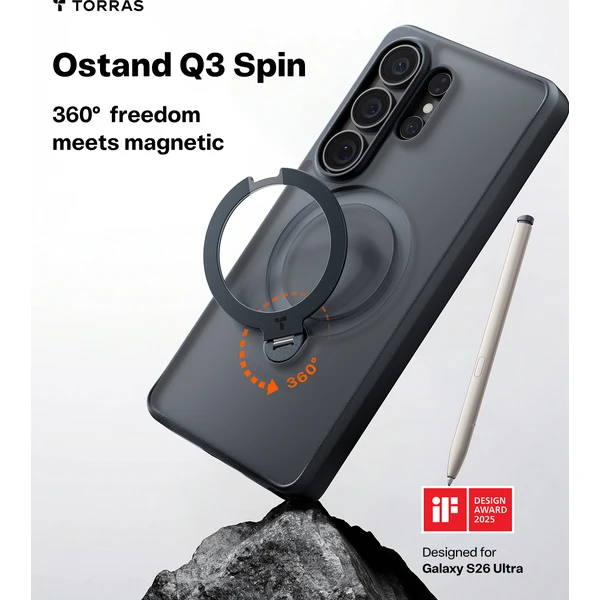 Torras Ostand Q3 Spin MagSafe kryt Samsung Galaxy S26 Ultra obsidian black - Puzdra - Obrázok 7b15053e12ec4742b39561e5269903e6