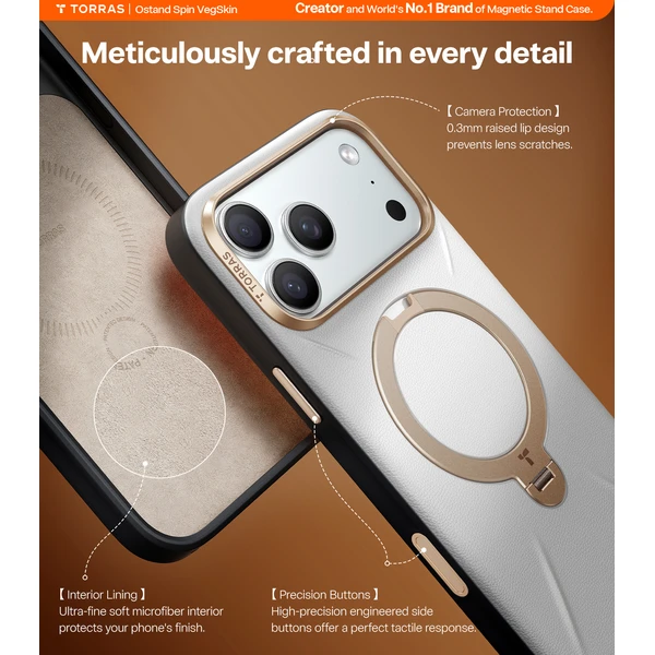 Torras Ostand Q3 VegSkin MagSafe kryt iPhone 17 Pro Max pearl gray - Puzdra - Obrázok 80a2d856ac904704b4207bab605cc57a