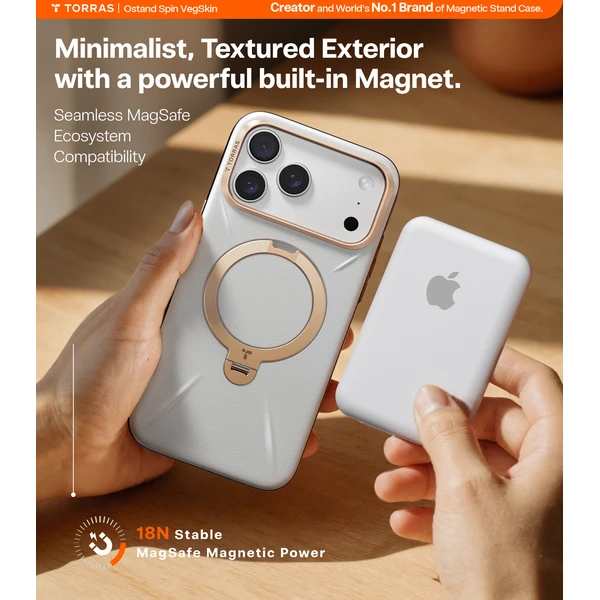 Torras Ostand Q3 VegSkin MagSafe kryt iPhone 17 Pro Max pearl gray - Puzdra - Obrázok 964e03cc23644c1a8864dd1d96915878