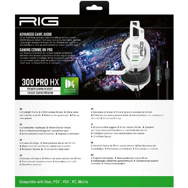 Nacon RIG 300 PRE HX herný headset pre XONE/XSX|S biely - Slúchadlá - Obrázok 9J37700301