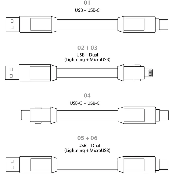 inCharge 6v1 napájací kábel sivý - Káble a redukcie - Obrázok AAUH400301