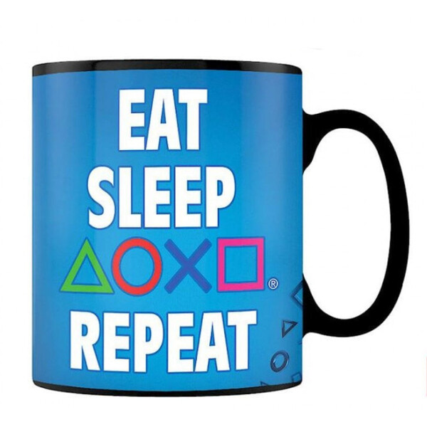 E-shop Hrnček Playstation - Eat Sleep Repeat (meniaci sa motív)