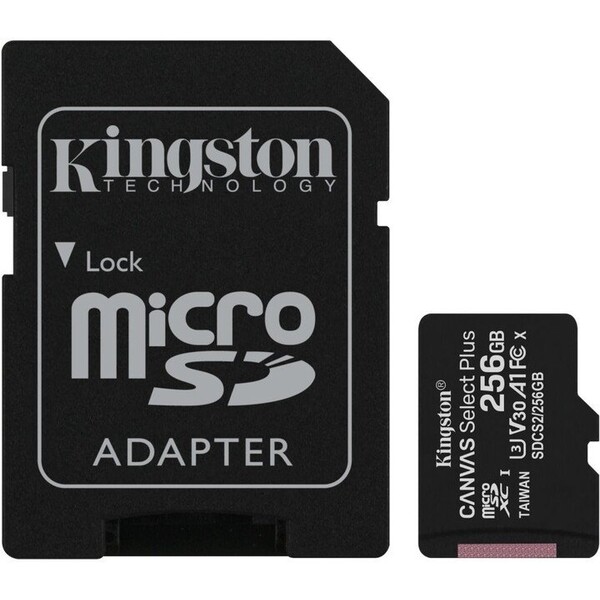 E-shop Kingston microSDXC Canvas Select Plus 256GB A1 Class 10 100MB/s + SD adaptér