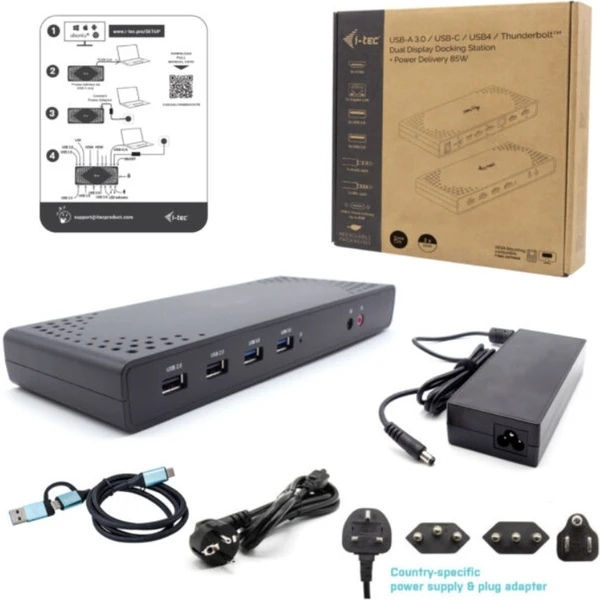 i-tec USB 3.0/USB-C/Thunderbolt, 2x HDMI dokovacia stanica s PD 85W - Dokovacie stanice - Obrázok CEP8000601