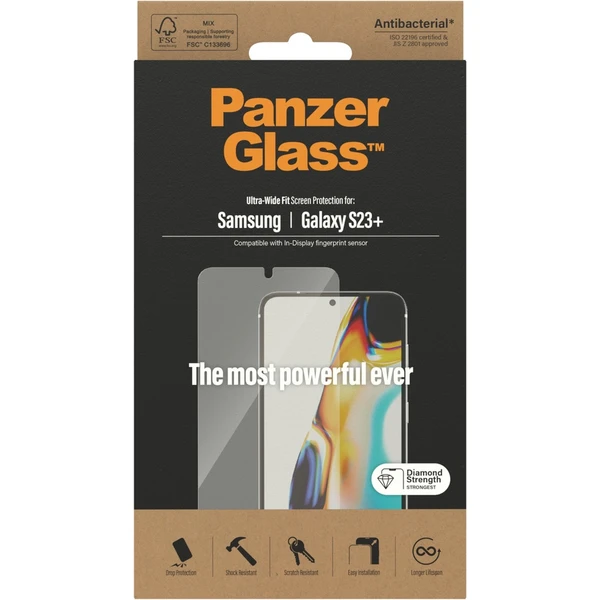 PanzerGlass™ Ultra-Wide Fit Samsung Galaxy S23+/S22+ (celolepené s funkčným odtlačkom prstov) - Ochranné fólie a sklo - Obrázok DAS1G00101