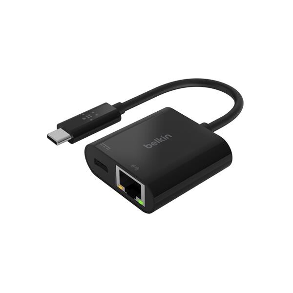 E-shop Belkin USB-C adaptér s Ethernet (60W napájanie) čierny