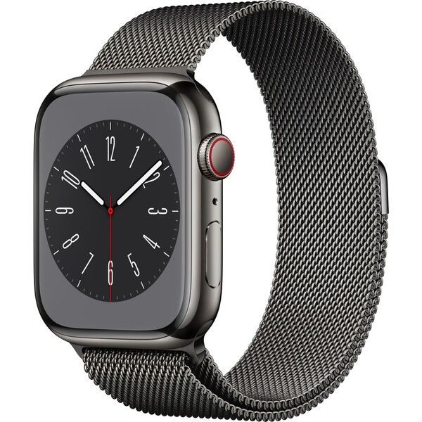 E-shop Apple Watch Series 8 Cellular 45mm grafitová oceľ s grafitovým milánskym ťahom