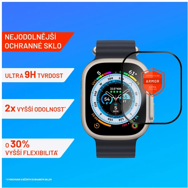 FIXED Armor prémiové tvrzené sklo s aplikátorem Apple Watch Ultra 49mm černé - Ochranné fólie a sklo - Obrázok F9U1000L01