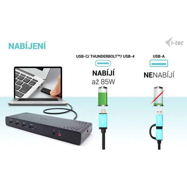 i-tec USB 3.0/USB-C/Thunderbolt, 2x HDMI dokovacia stanica s PD 85W - Dokovacie stanice - Obrázok FEP8000601