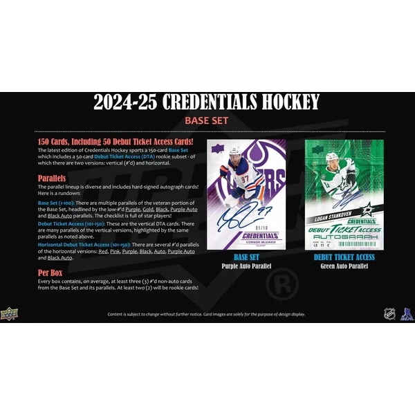 Hokejové karty 2024-25 Upper Deck Credentials Hockey Hobby Balíček - Hokejové karty - Obrázok FFSE000K01