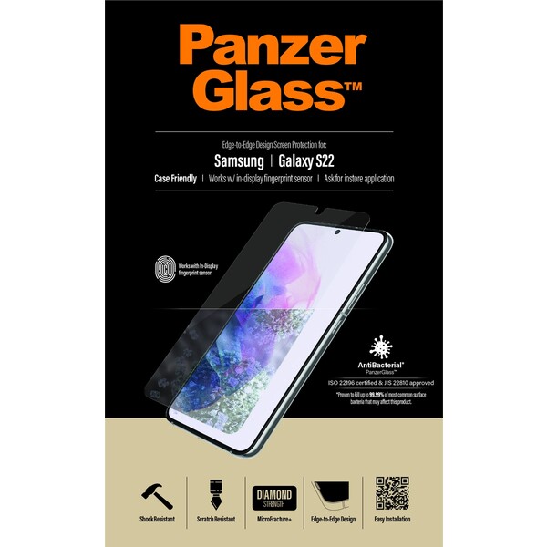 E-shop PanzerGlass™ Samsung Galaxy S22 (celolepené s funkčným odtlačkom prstov)