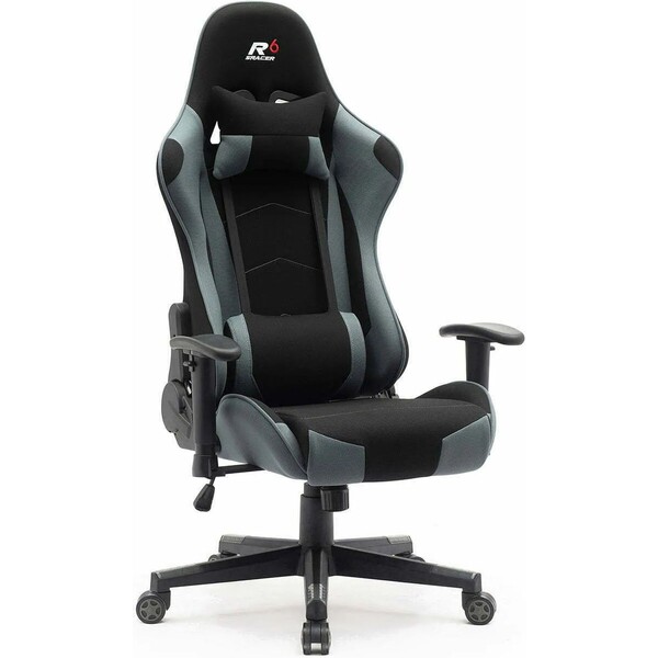 E-shop SRA06GR:Herná stolička Sracer R6 nosnosť 130 kg čierna-sivá látková