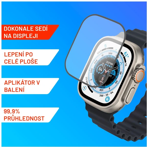 FIXED Armor prémiové tvrzené sklo s aplikátorem Apple Watch Ultra 49mm černé - Ochranné fólie a sklo - Obrázok G9U1000L01