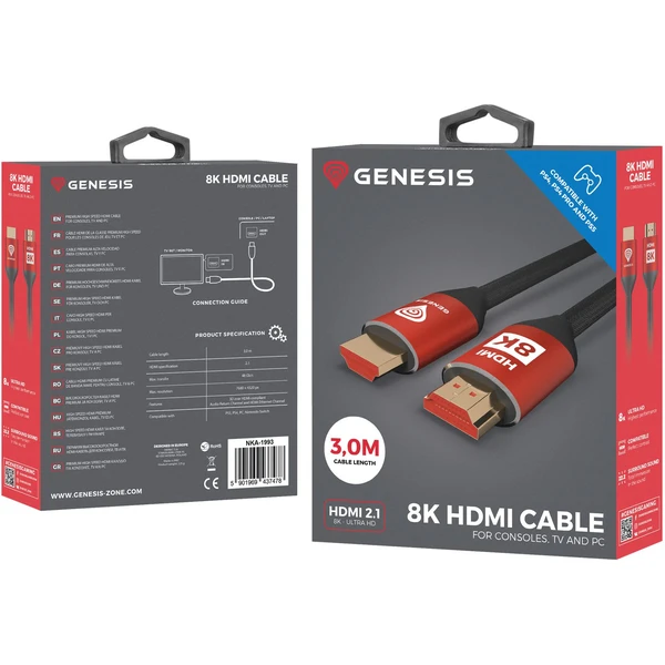 Genesis HDMI 2.1/HDMI 2.1 kábel pre XBOX 8K 3m čierny - Káble a redukcie - Obrázok H5Z1000N01