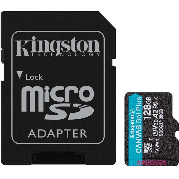 E-shop HW Kingston pamäťová karta 128GB Canvas Go Plus micro SDXC 170R A2 U3 V30 + SD adaptér