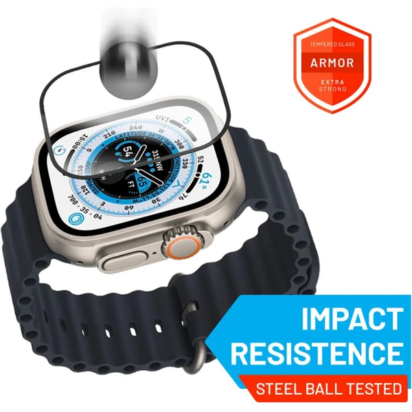 FIXED Armor prémiové tvrzené sklo s aplikátorem Apple Watch Ultra 49mm černé - Ochranné fólie a sklo - Obrázok H9U1000L01