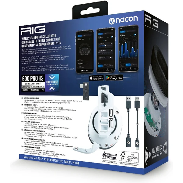 Nacon RIG 600 PRO HS bezdrôtové herné slúchadlá biela - Slúchadlá - Obrázok HCO7000K01