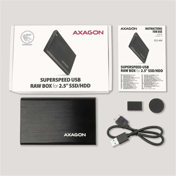 AXAGON EE25-A6M RAW box čierna - Externé boxy - Obrázok HRS6000701
