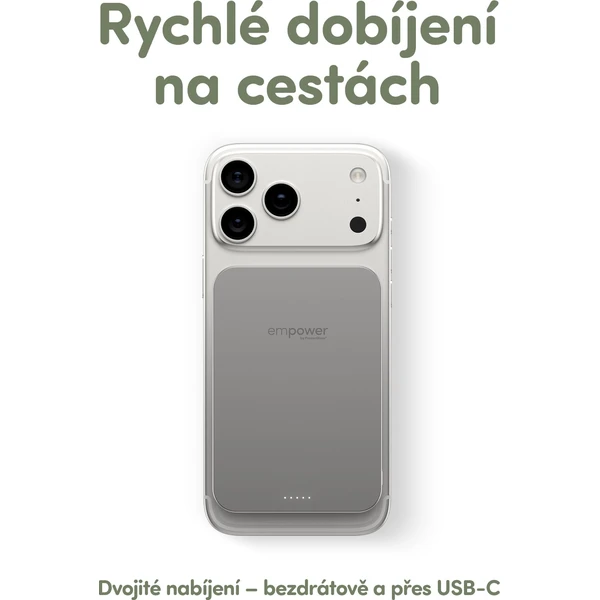 PanzerGlass® empower bezdrôtová Qi2 powerbanka 5000 mAh, MagSafe, sivá - Powerbanky - Obrázok I83J000K01