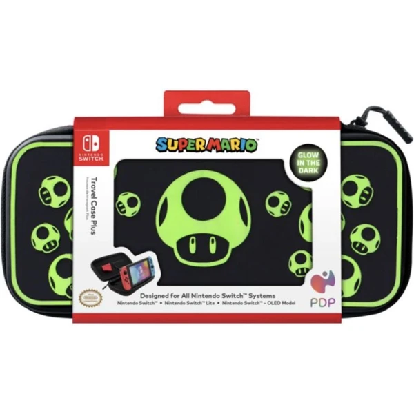 PDP cestovný obal 1-Up Mushroom Plus Glow pre Nintendo Switch čierny - Puzdra - Obrázok JENA000O01