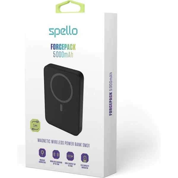 Spello ForcePack 5000mAh magnetická bezdrôtová powerbanka čierna - Powerbanky - Obrázok JHPD000K01
